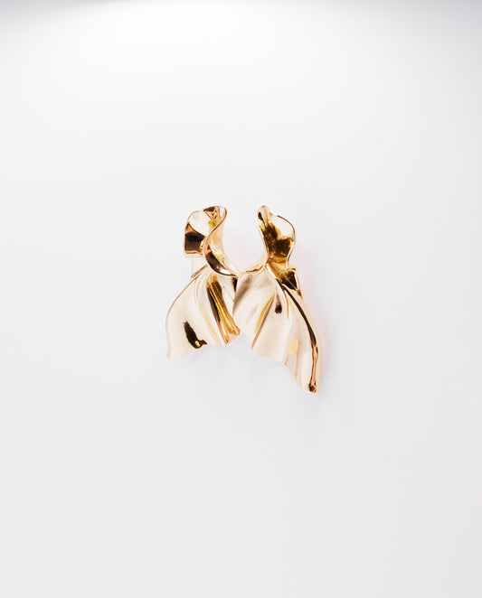 Lucinda - 18k gold plated sculptural design stud earrings . gold color