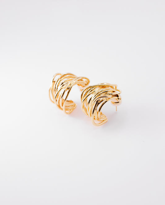Alira - twisted loops 18k gold plated earrings , gold color