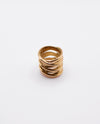 Velania - 18k gold plated multiple bands ring , gold-tone