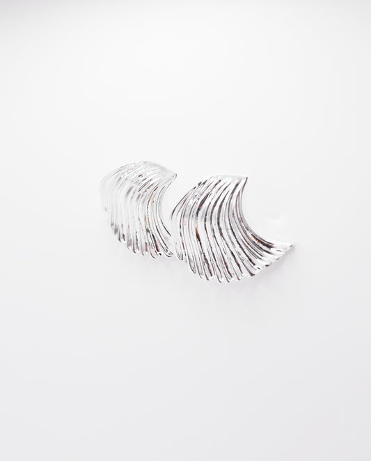 Wrenlin - 18k gold plated wave-like patterns stud earrings , silver color