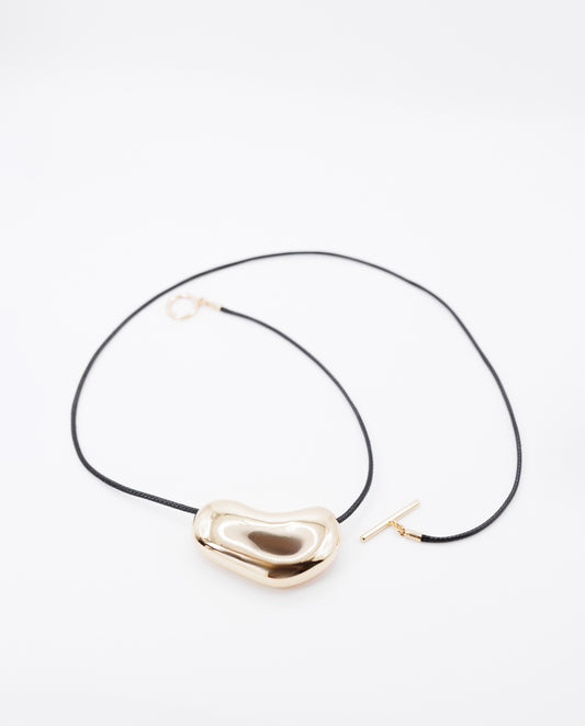 Isolde - cord necklace with big 18k gold plated pedant , gold color