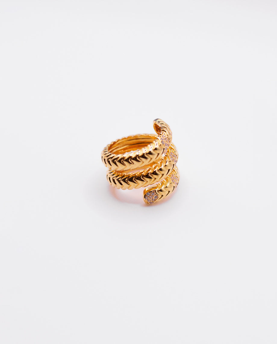 Viola - 18k gold plated triple-band structure ring , gold color