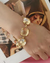 Astrid - 18k gold plated yellow stone bracelet , gold color