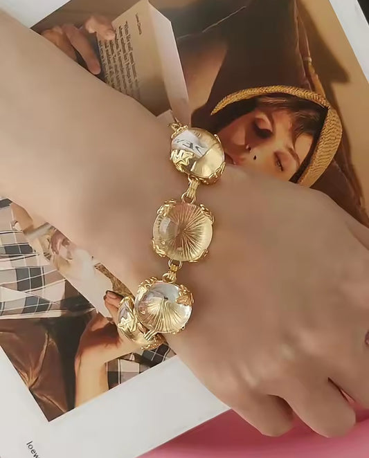Astrid - 18k gold plated yellow stone bracelet , gold color