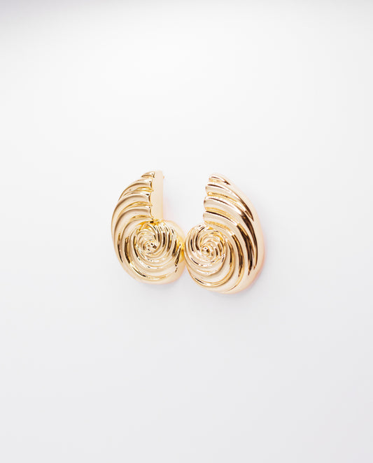 Feyre - 18k gold plated spiral pattern of a shell earrings , gold color