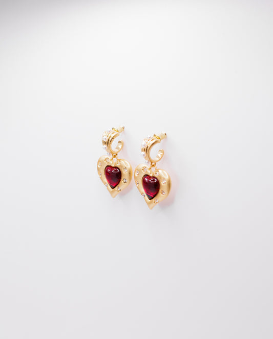 Eugenia - glamour design earrings  with gold heart-shaped charm