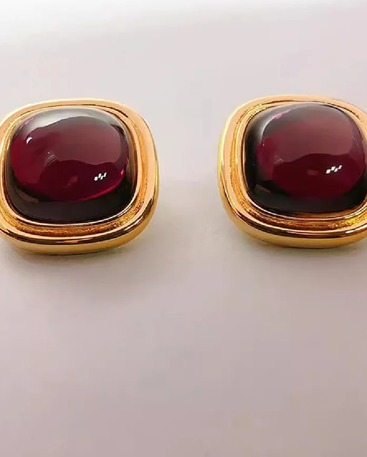 Reverie - 18k gold plated bold and elegant pair of stud earrings