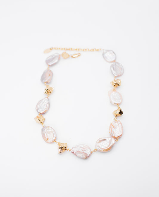 Anastasia - Baroque Shape Natural Pearls Necklace With 18k Gold Plated Finishing