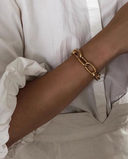 Isabella - 18k gold plated elegant chain link Bracelet , gold color