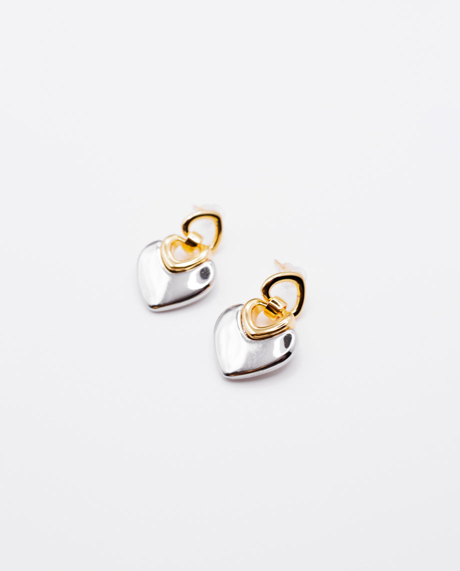 Darlinth - 18k gold plated mix of gold and silver tones earrings