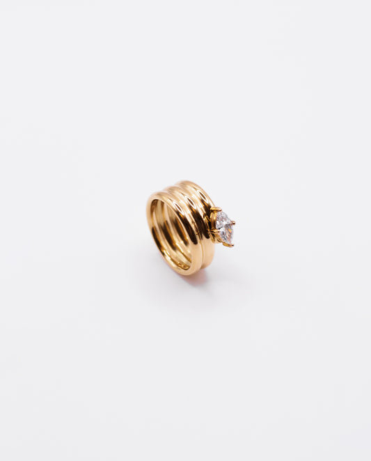 Sylvara - 18k gold plated stackable design with multiple bands ring , gold color