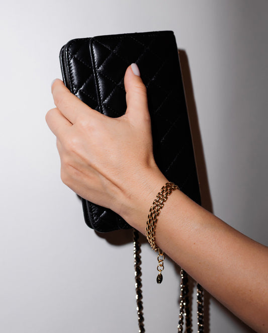 Nia - 18k gold plated layered chain bracelet , gold color
