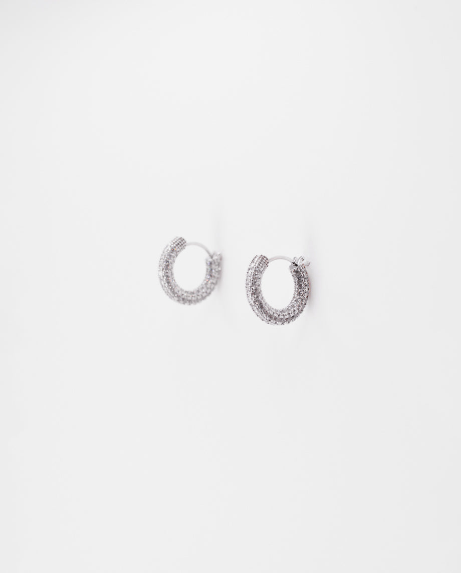 Lucienne - silver color hoop earrings , 18k gold plated
