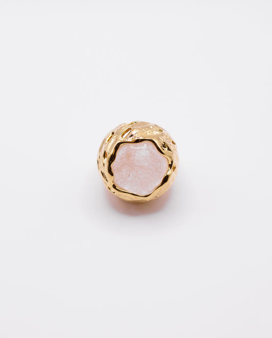 Augusta - bold and artistic 18k gold plated ring with big white stone , gold color