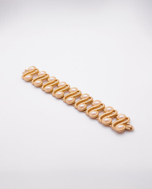 Fawn - 18k gold plated bracelet pearl-like elements , gold color