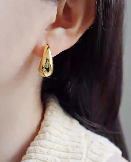 Alara - 18k gold plated earrings crescent-shaped design hoops , gold color