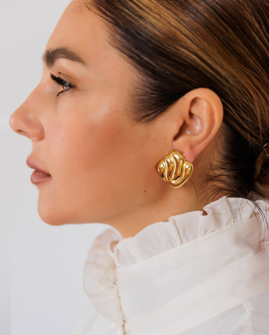 Lyra - 18k gold plated abstract, sculptural design earrings
