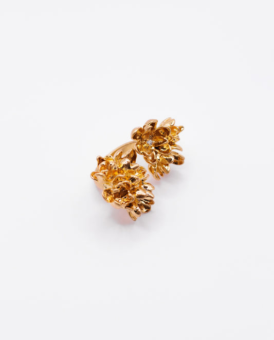Aura - 18k gold plated  flower shape ring , gold color