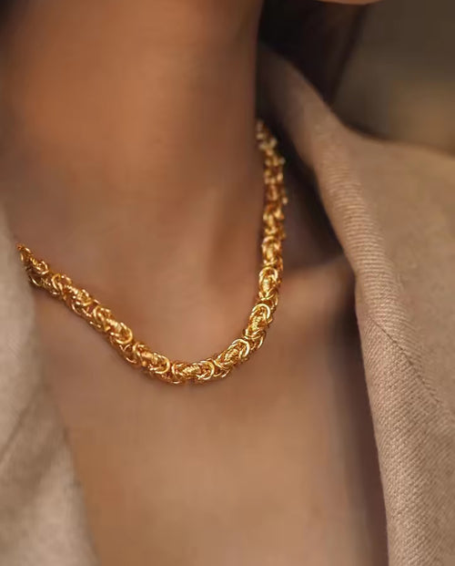 Delphine - 18k gold plated woven chain necklace gold color