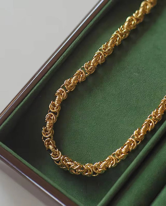 Delphine - 18k gold plated woven chain necklace gold color