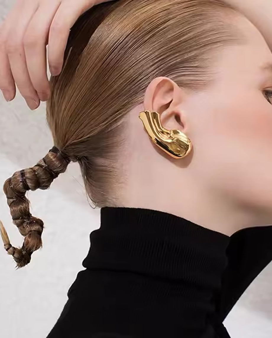 Catherine - 18k gold plated clips artistic shape , gold color