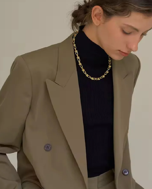 Sylvie - elegant 18k gold plated chain necklace , gold color