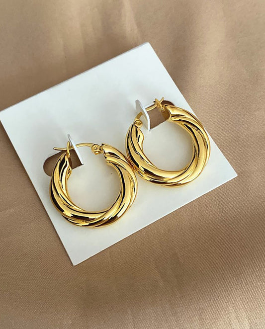 Liora - 18k gold plated twisted design earrings , gold color