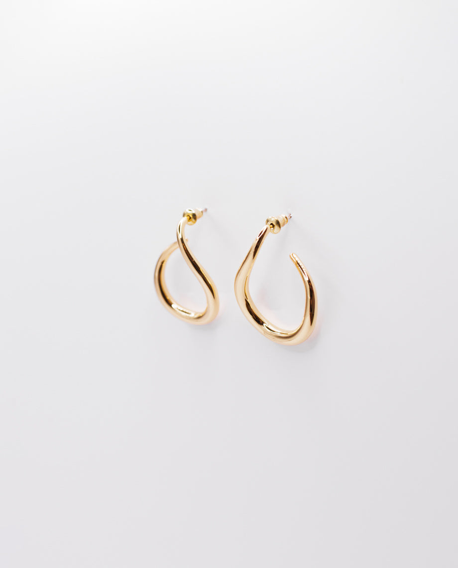 Iris - elegant 18k gold plated hoop earrings with a modern twist , gold color
