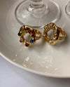 Blanche - 18k gold plated chunky design ring with multiple color stones