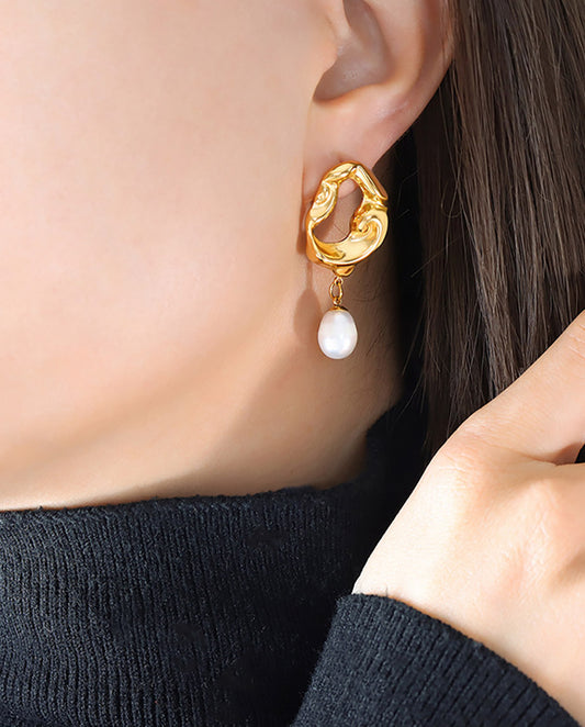 Thessaly - 18k gold plated abstract, sculptural gold elements earrings