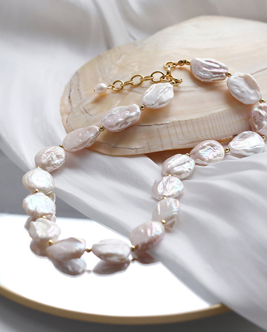 Xyla - classic real pearls necklace with 18k gold plated finishing