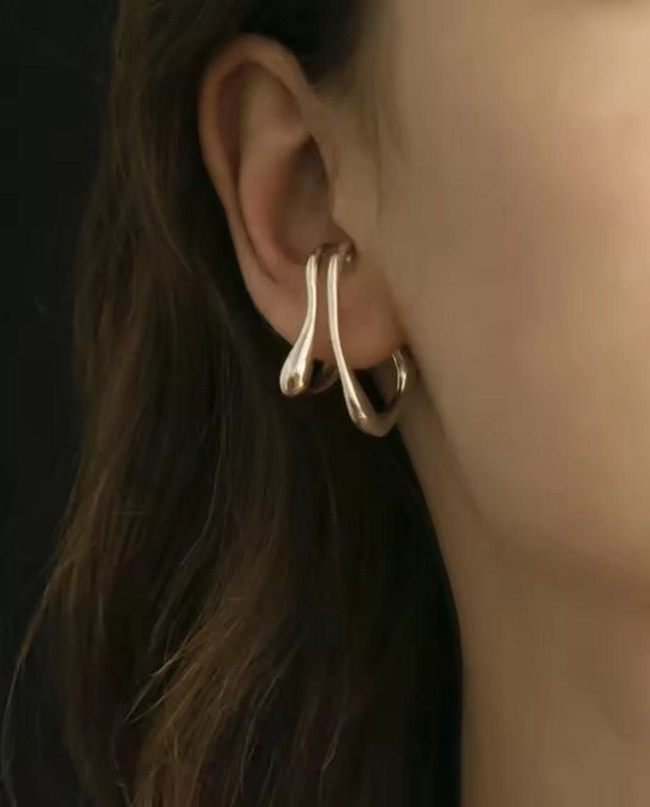Nalani - 18k gold plated modern and abstract design earrings , gold color