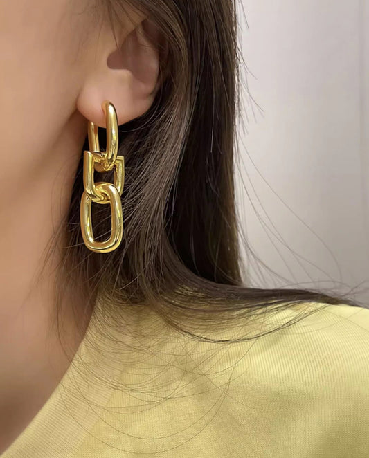 Amaya - 18k gold plated chains drop earrings , gold color