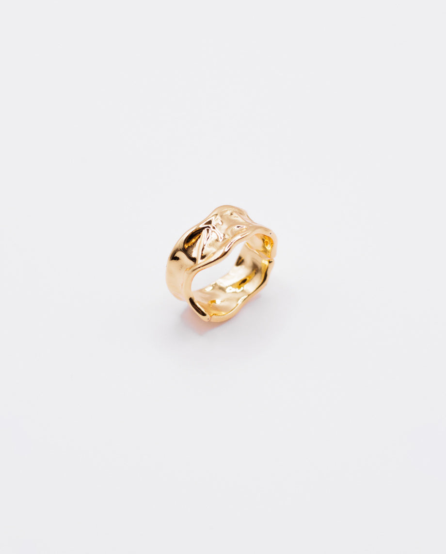 Zia  - 18k gold plated sculptural, organic design ring , gold color