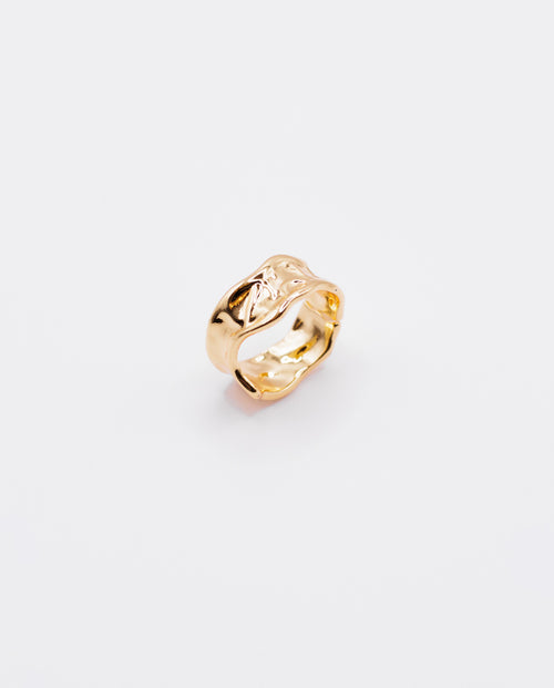 Zia  - 18k gold plated sculptural, organic design ring , gold color