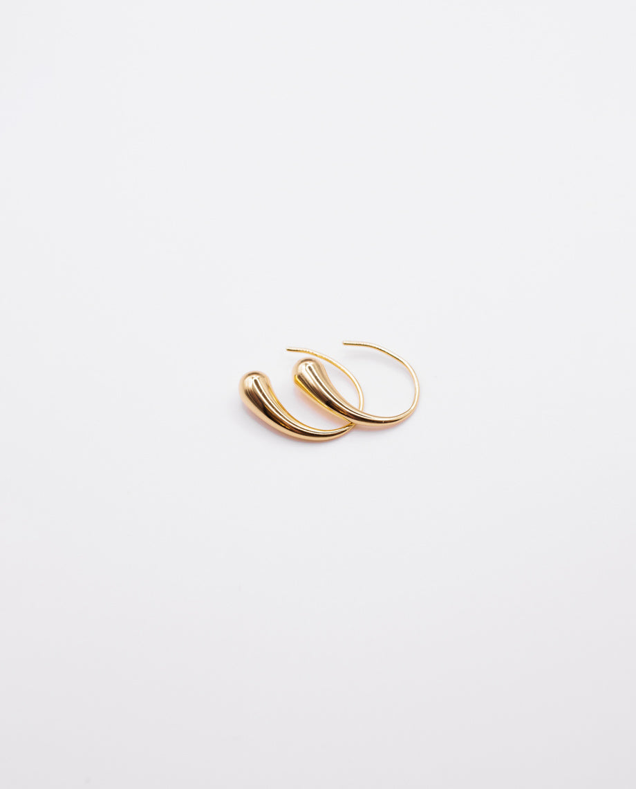 Clio - sleek and minimalist 18k gold plated hook earring , gold color