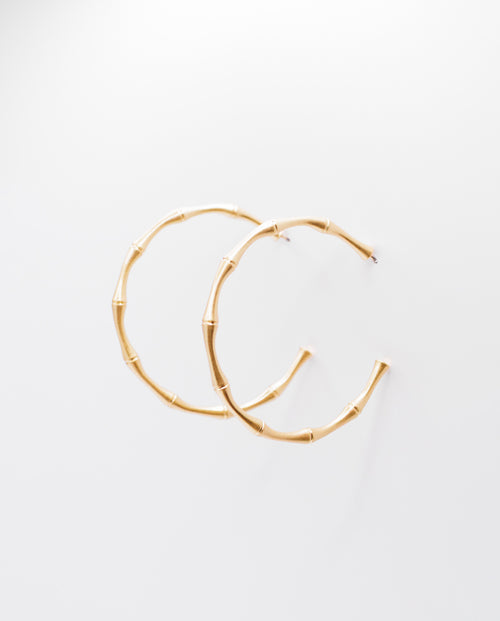 Orla - 18k gold plated bamboo-inspired hoop design earrings