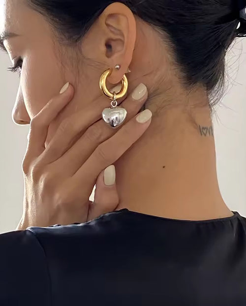 Cornelia - stylish gold-tone hoop paired 18k gold plated earrings
