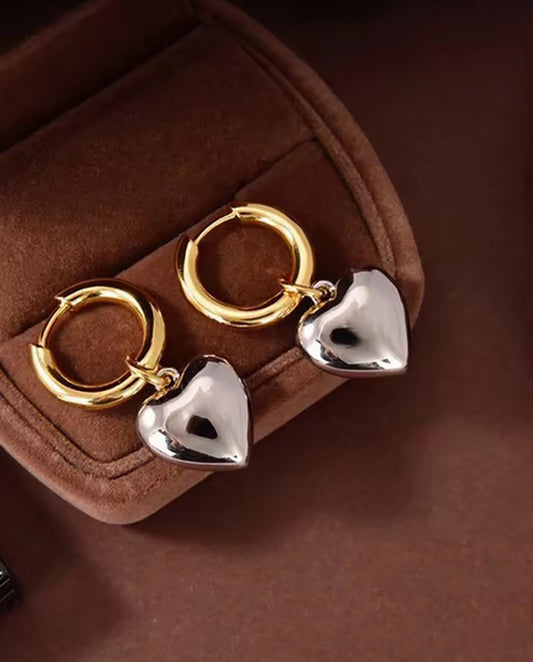 Cornelia - stylish gold-tone hoop paired 18k gold plated earrings