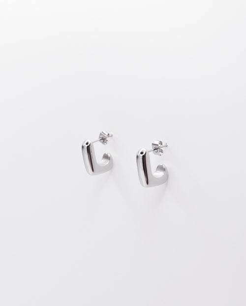 Maude - minimalistic design earrings , silver color