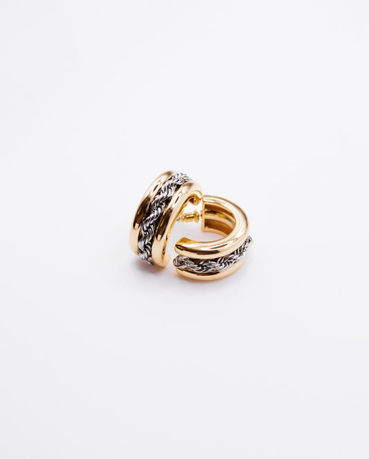 Bernadette - 18k gold plated classic elements with contemporary style earrings, gold color