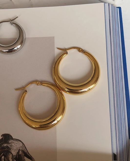 Giselle - 18k gold plated large, circular hoop earrings