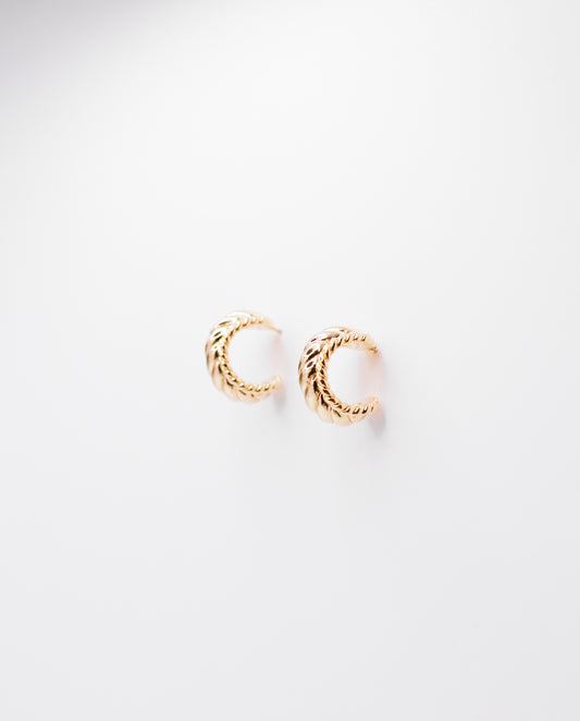 Eleanor - 18k gold plated hoop earrings sculptural style , gold color