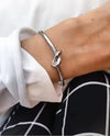 Helena - 18k gold plated sleek and minimalist design bracelet , silver color