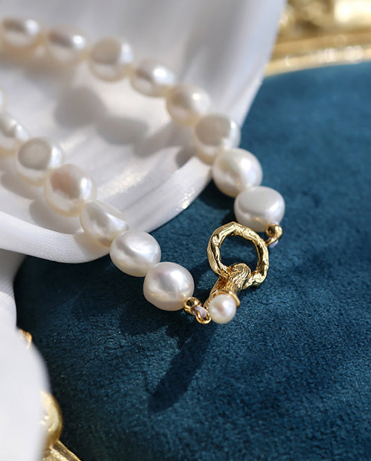 Rosalie - elegant real pearls necklace with 18k gold plated finishing