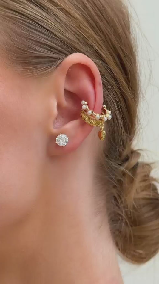 Domitille - 18k gold plated ear cuff with cubic zirconia , gold color