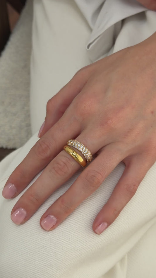 Evera - 18k gold plated sophisticated design ring with Zirconia Stones , gold color