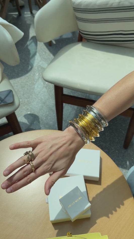 Elle - 18k gold plated bold and elegant cuff design bracelet , gold color