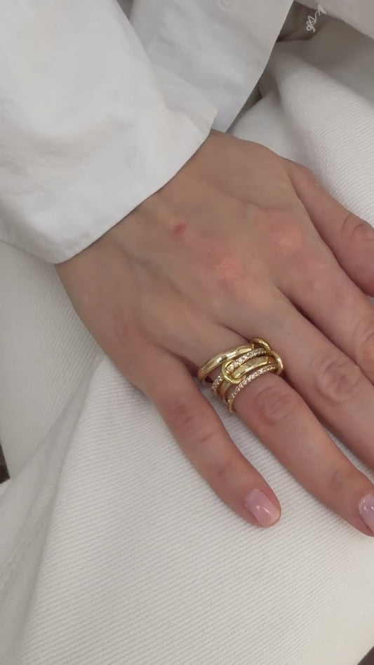 Elowyn - luxurious triple-band 18k gold plated ring , gold-tone