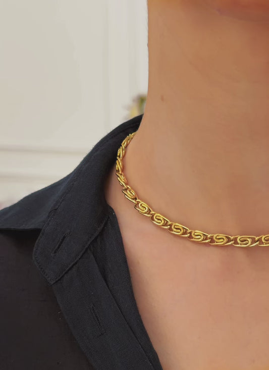 Constance - 18k gold plated sleek and minimalist chain necklace , gold color